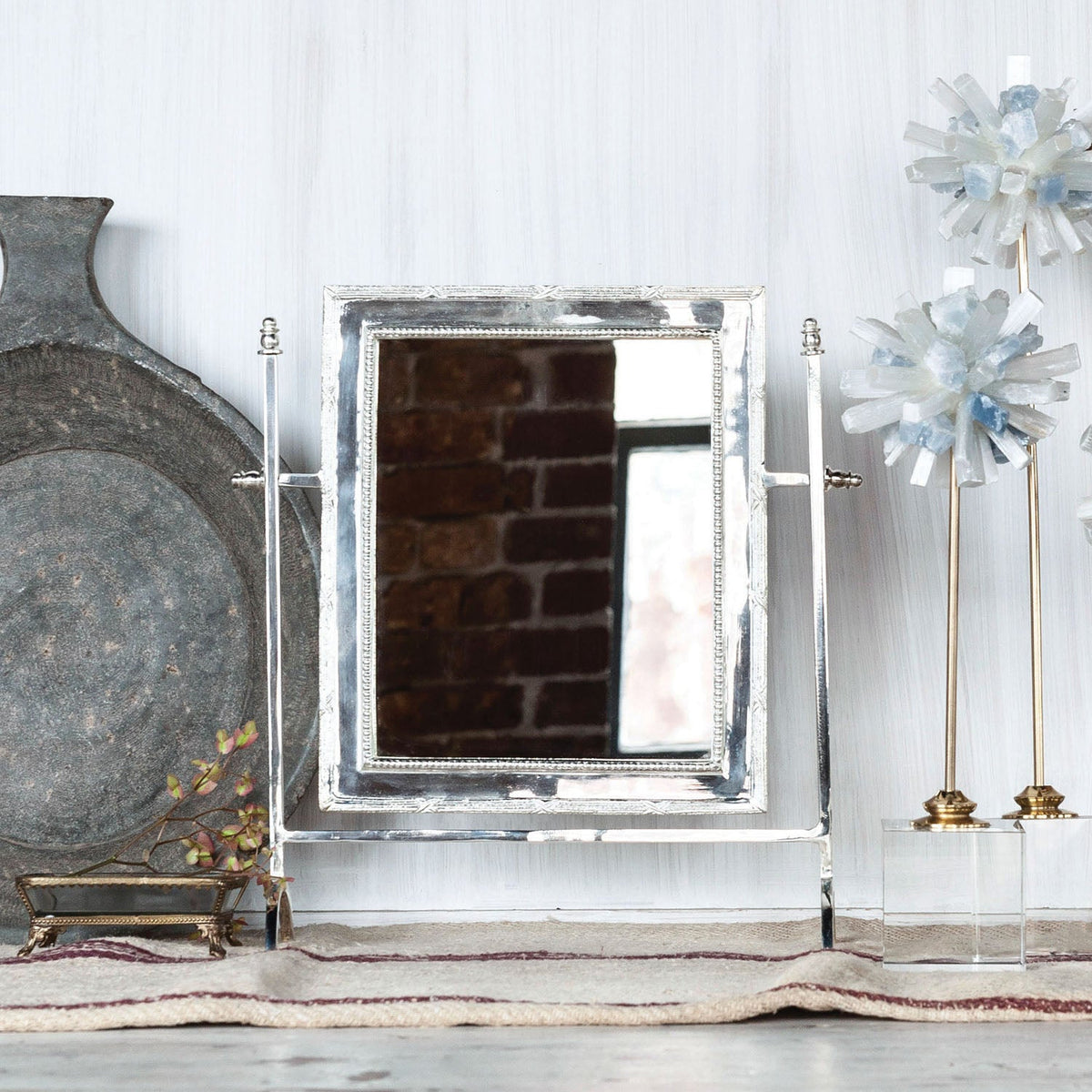 Design Shop Boudoir Tabletop Mirror, Silver, 14" x 4" x 14"