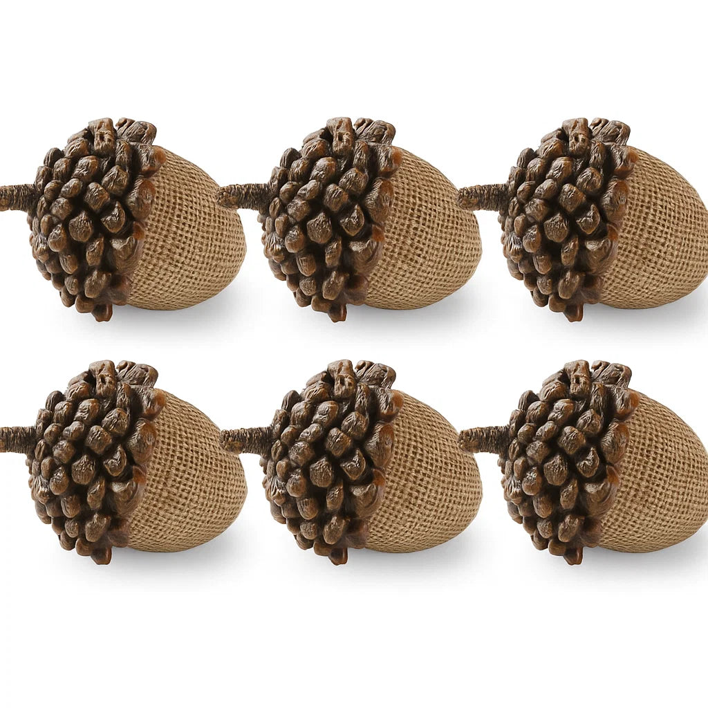 Design Shop 3.5 Inch Light Brown Resin Acorn W/Pinecone Top Set of 6