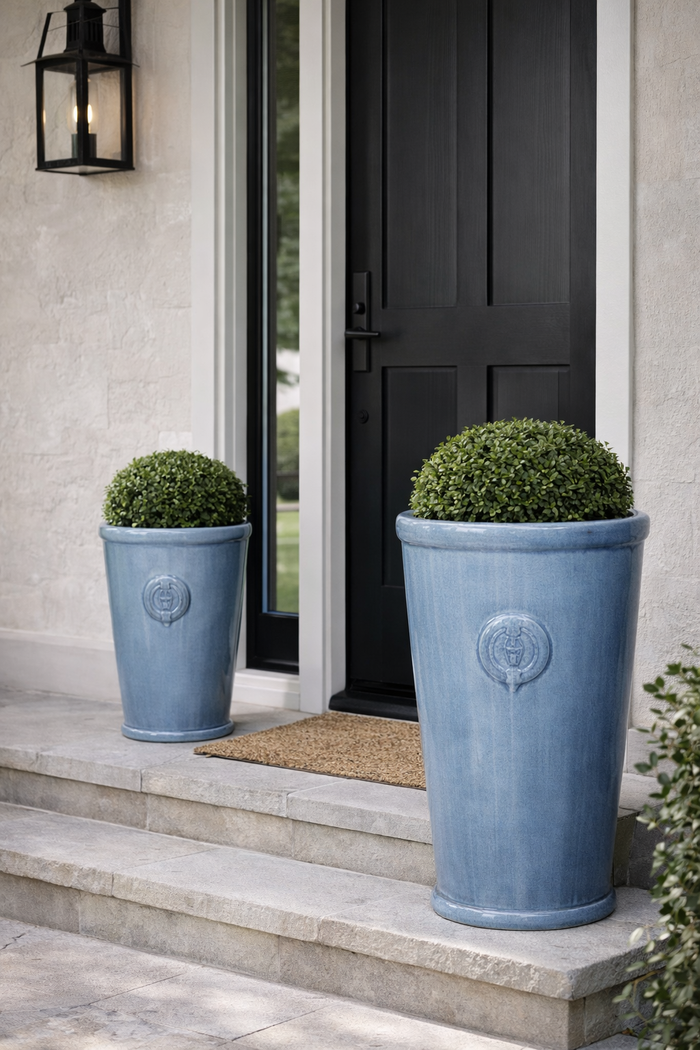 Design Shop Denim Marquette Tall Round Tapered Planter 15", Set of 2