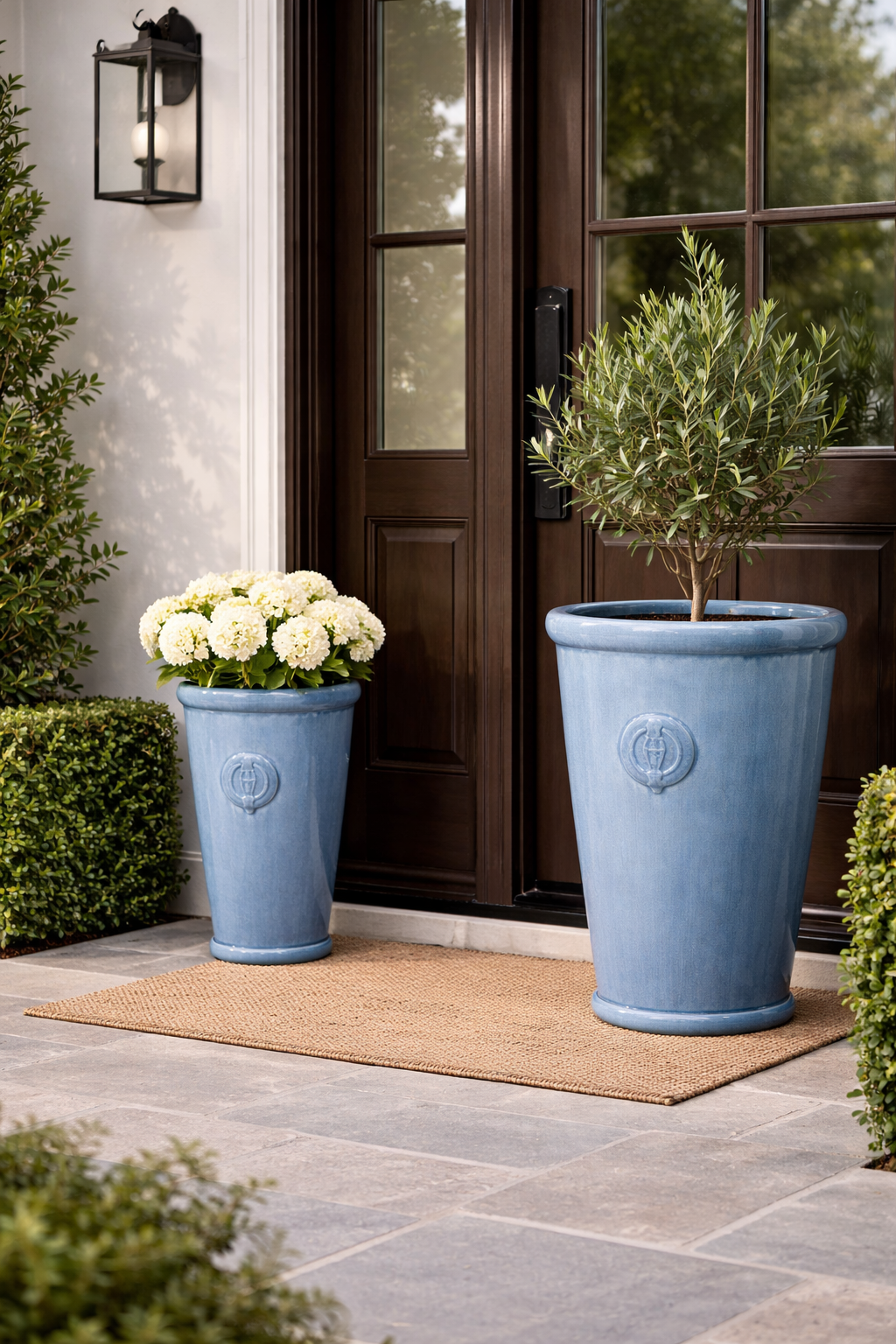 Design Shop Denim Marquette Tall Round Tapered Planter 15", Set of 2