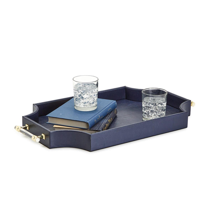 Design Shop Regency Decorative Navy Rectangle Tray - MDF/Vegan Leather