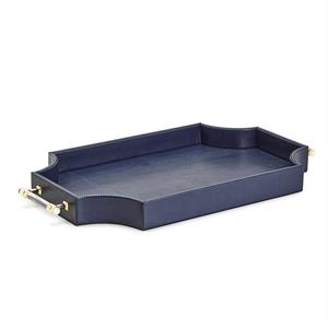 Design Shop Regency Decorative Navy Rectangle Tray - MDF/Vegan Leather