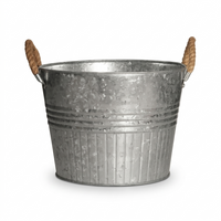 Design Shop Round Galvanized Metal Planter with Rope Handles 6.75"