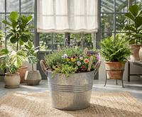 Design Shop Round Galvanized Metal Planter with Rope Handles 10"