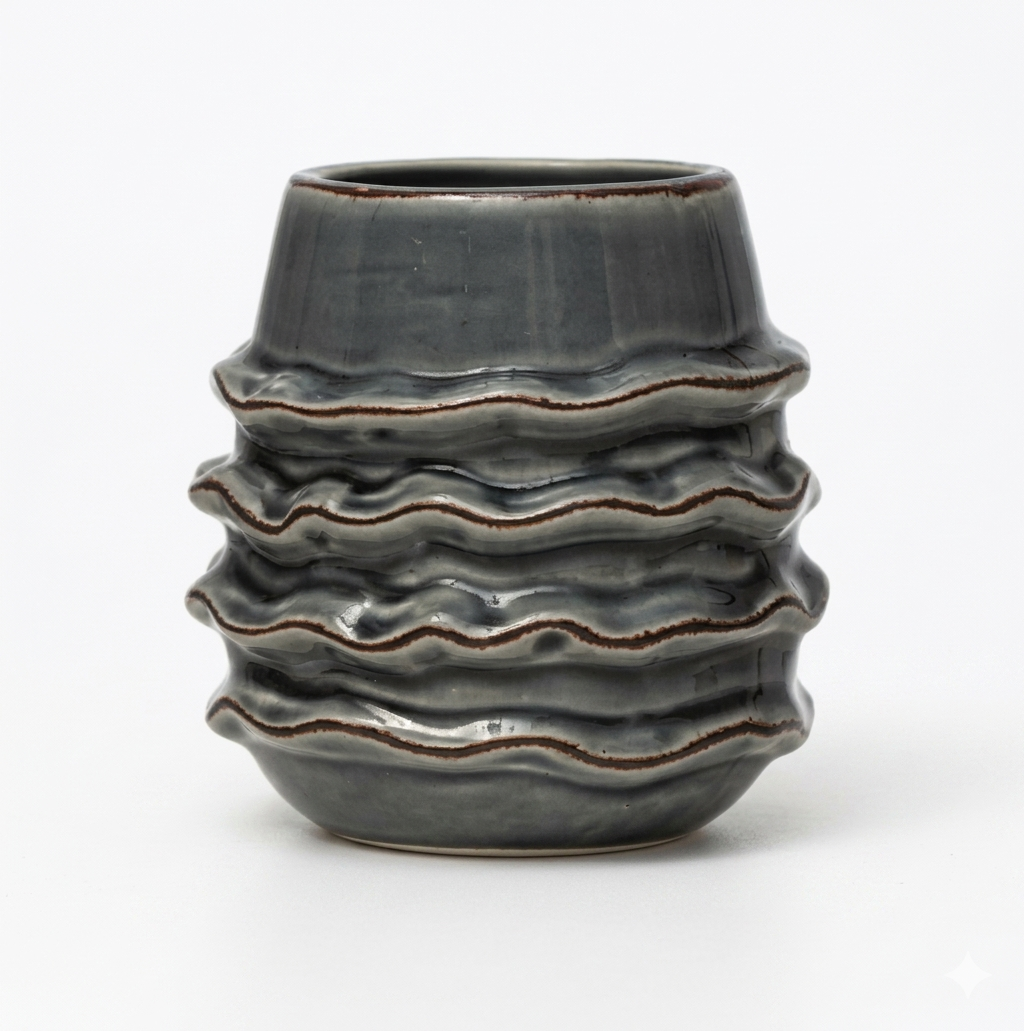 Design Shop Blue Stoneware Ruffled Planter 4"