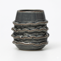 Design Shop Blue Stoneware Ruffled Planter 4"