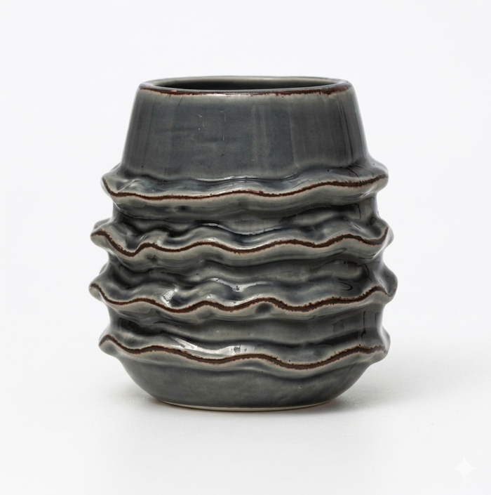 Design Shop Blue Stoneware Ruffled Planter 4"