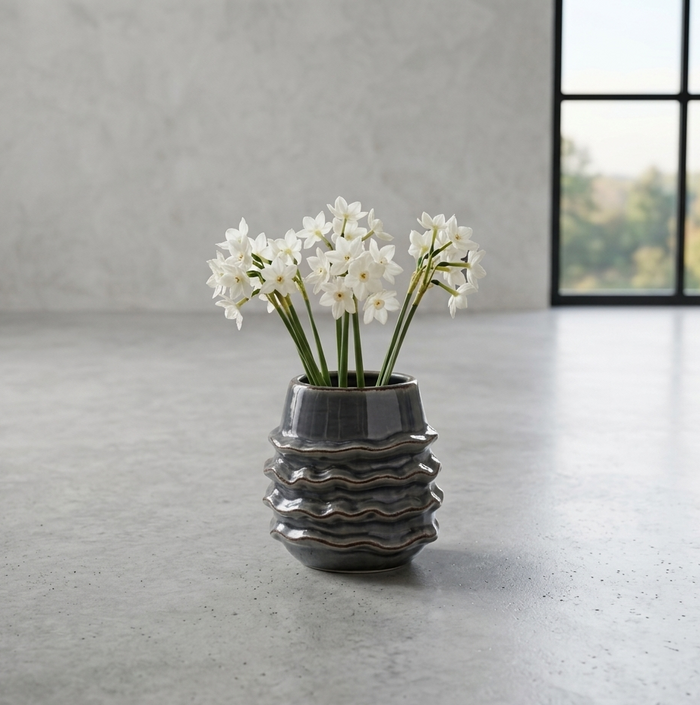 Design Shop Blue Stoneware Ruffled Planter 4"
