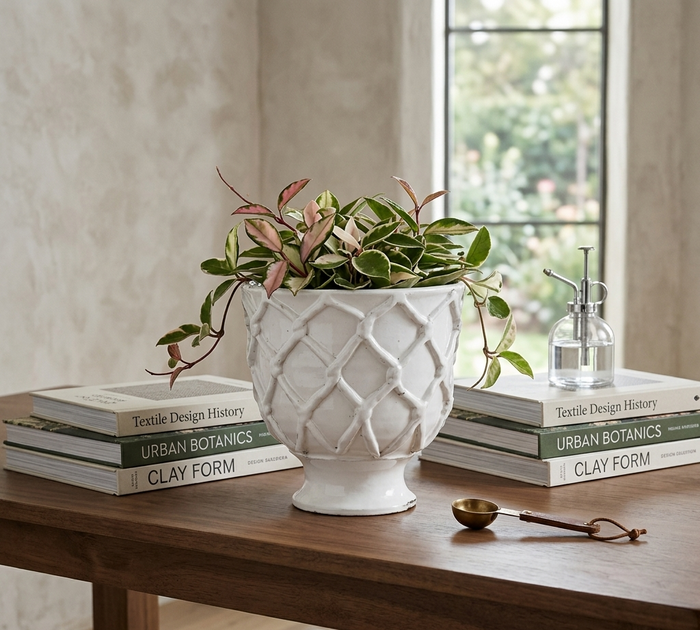 Design Shop White Vinci Planter 9.5"
