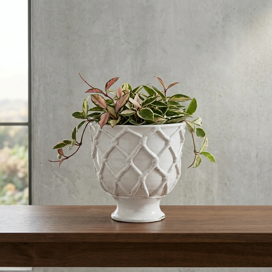 Design Shop White Vinci Planter 9.5"