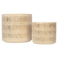 Design Shop Sand with Gold Detail Stoneware Planter Set, Set of 2