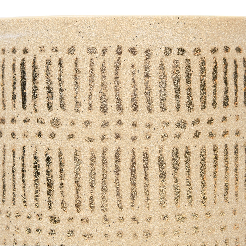 Design Shop Sand with Gold Detail Stoneware Planter Set, Set of 2