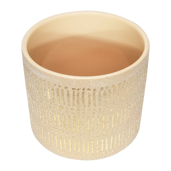 Design Shop Sand with Gold Detail Stoneware Planter Set, Set of 2