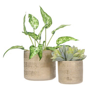 Design Shop Sand with Gold Detail Stoneware Planter Set, Set of 2
