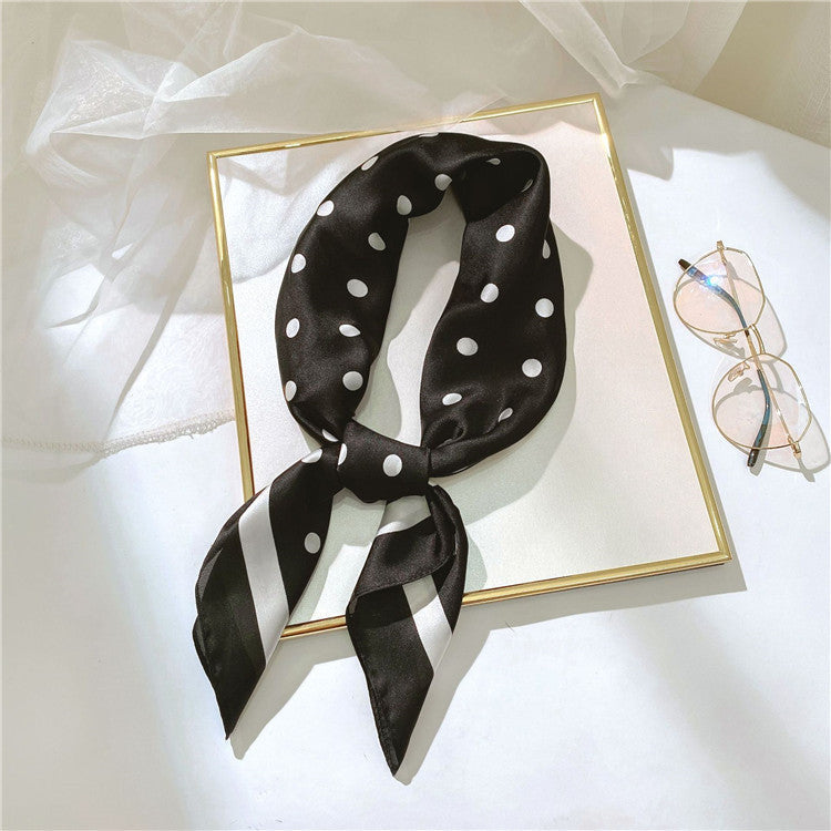 black scarf with white dots
