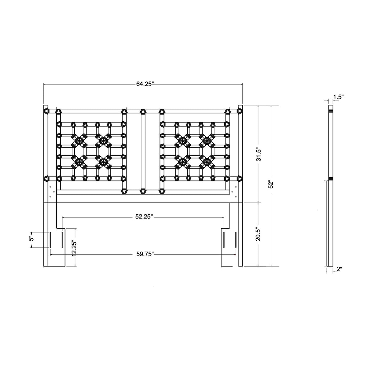 Design Shop Lattice Full/Queen Headboard, 64.25"W, Navy
