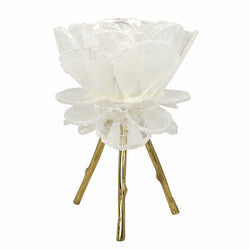 Design Shop Selenite Flower Sculpture, White and Clear, 7" x 7" x 14"