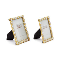 Design Shop Keshi Mother of Pearl Photo Frame in Gift Box - MDF/MOP/Brass/Glass, Set of 2.