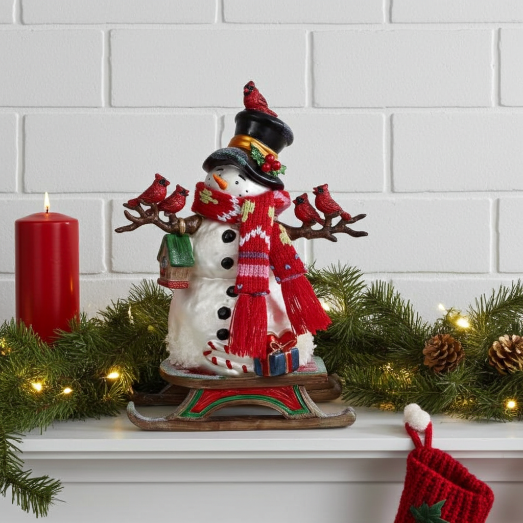 White ceramic snowman with subtle sparkle and sculptural form