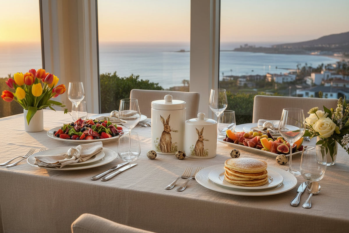 Design Shop Set Of 2 White Ceramic Lidded Container With Bunny