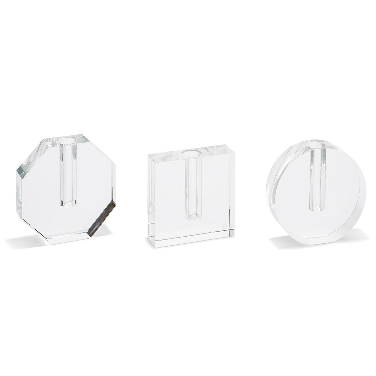 Design Shop Crystal Bud Vase in Gift Box - Crystal Clear Glass, Set of 3.