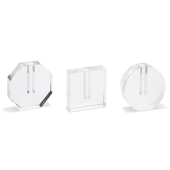 Design Shop Crystal Bud Vase in Gift Box - Crystal Clear Glass, Set of 3.