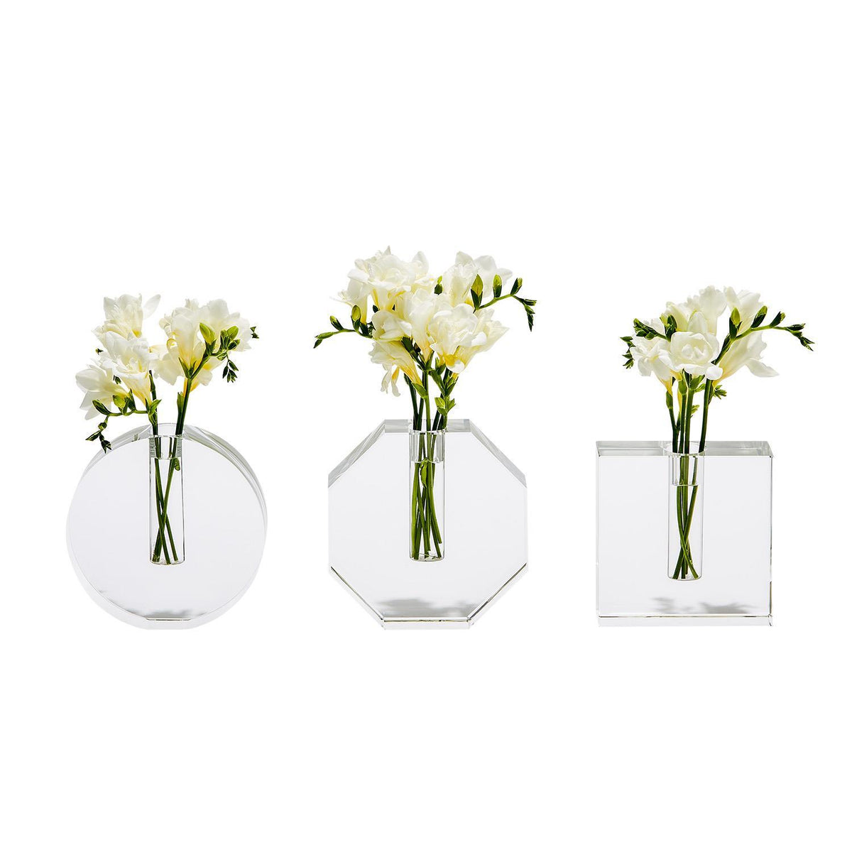 Design Shop Crystal Bud Vase in Gift Box - Crystal Clear Glass, Set of 3.