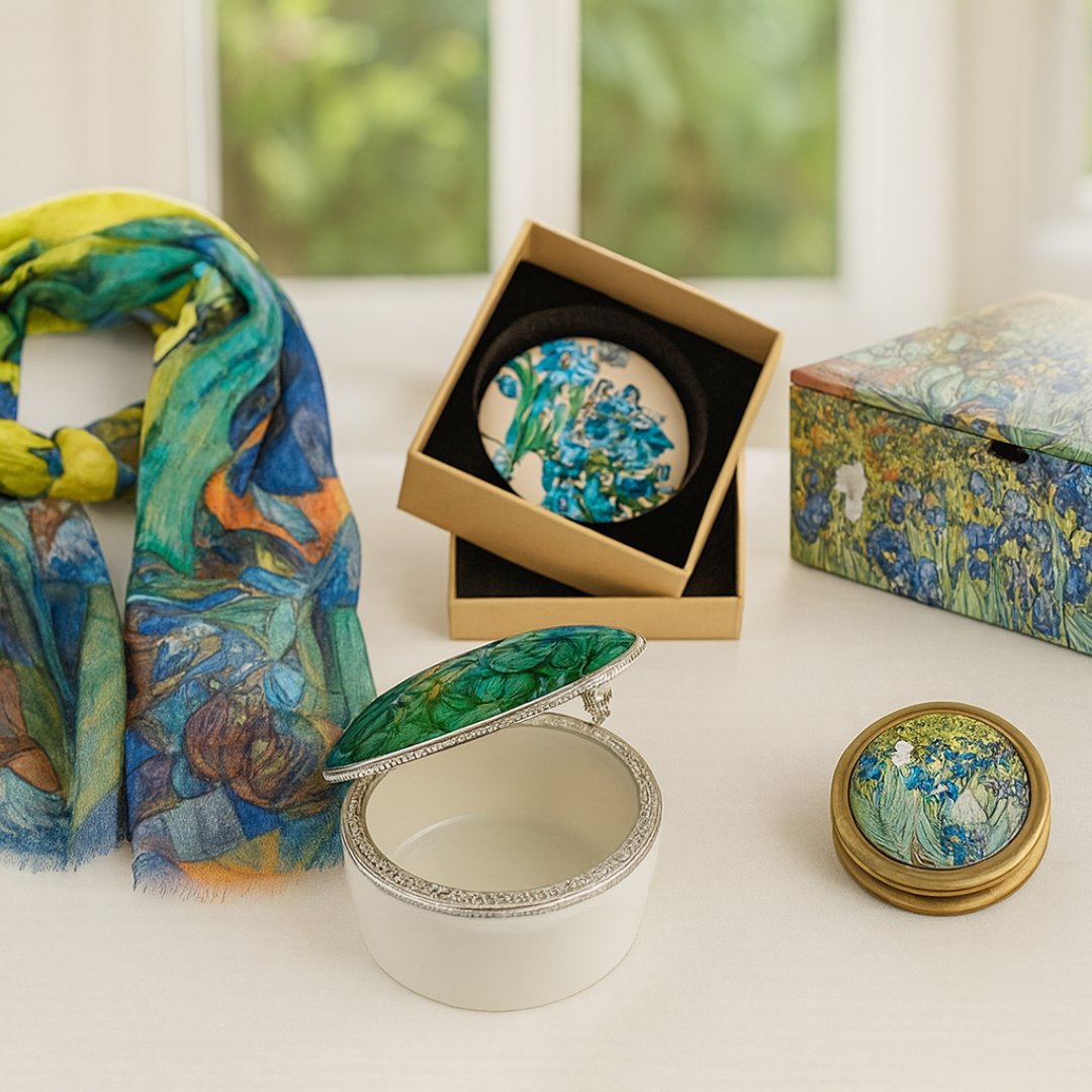 Irises Luxe Art & Fashion Set – Van Gogh Collection (5-Piece)