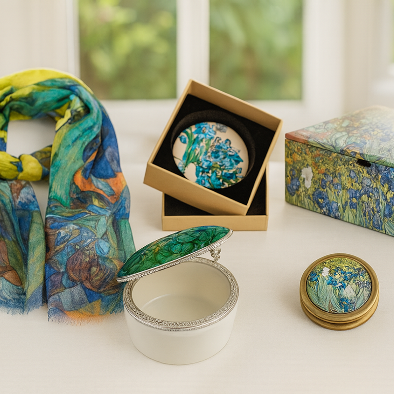 Irises Luxe Art & Fashion Set – Van Gogh Collection (5-Piece)