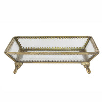 Design Shop Glass and Brass Decorative Tray, Clear and Brass Gold, 8" x 5" x 2"