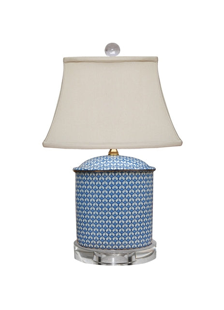 Design Shop B/W Porcelain Fish Scale Oval Flat Jar Lamp