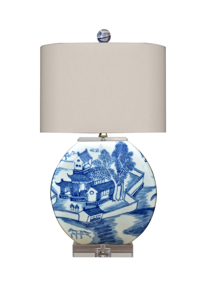 East Enterprises B/W Porcelain Moon Vase Lamp