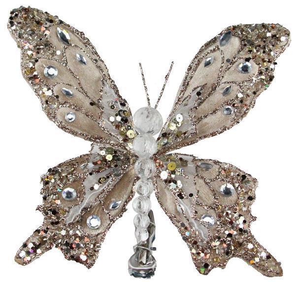 Design Shop 8.5" Glitter/Fabric Butterfly W/Clip