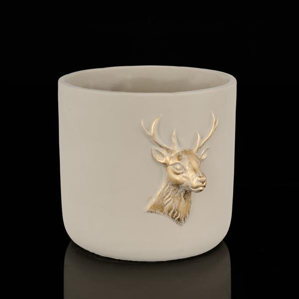 Design Shop 6.75"L X 6"W X 5.5"H Cement Pot W/Deer