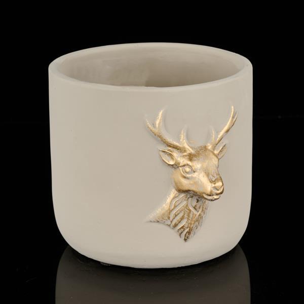 Design Shop 8.25" Cement Pot W/Deer