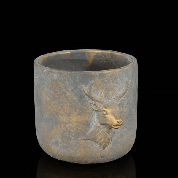 Design Shop 5.5" Cement Pot W/Deer