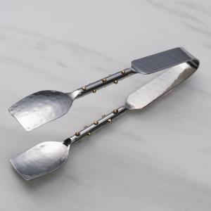 Design Shop Hammered Stainless Steel Serving Tongs with Rivet