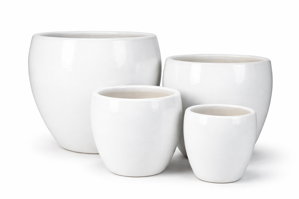 Design Shop White Top Cut Round Tapered Planter 23.5", Set of 3