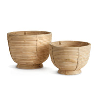 Design Shop Cane Rattan Decorative Footed Bowls, Set Of 2