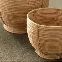 Design Shop Cane Rattan Decorative Footed Bowls, Set Of 2