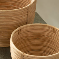 Design Shop Cane Rattan Decorative Footed Bowls, Set Of 2