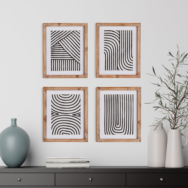 Design Shop Achromatic Linear Petite Prints, Set Of 4