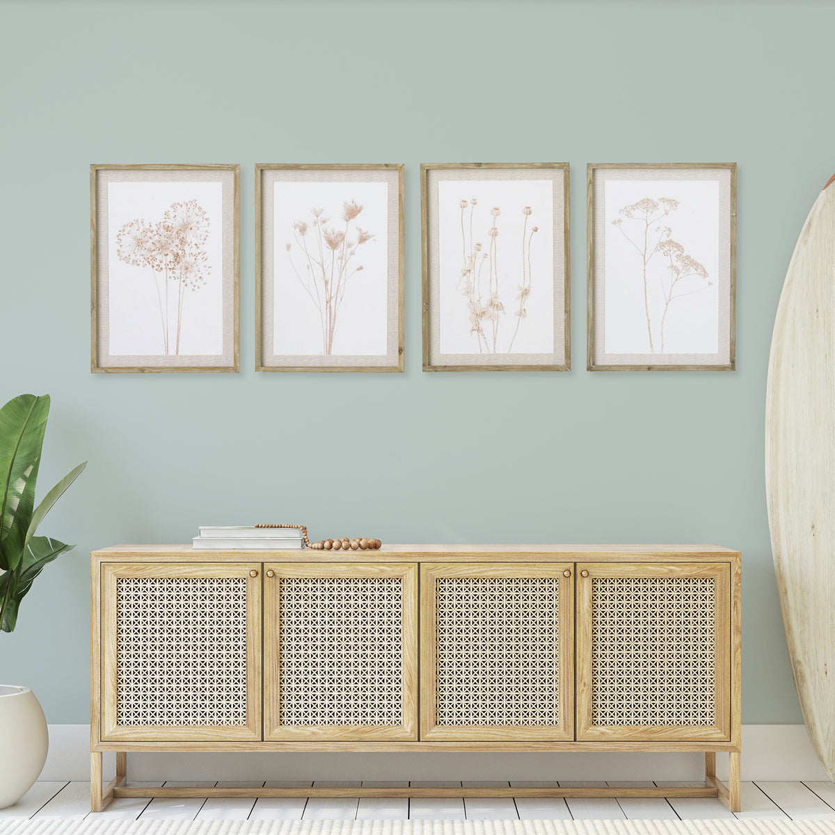 Design Shop Stylized Botanical Prints, Set Of 4