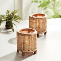Design Shop Raya Rattan Hurricane Candle Holder 6.5"