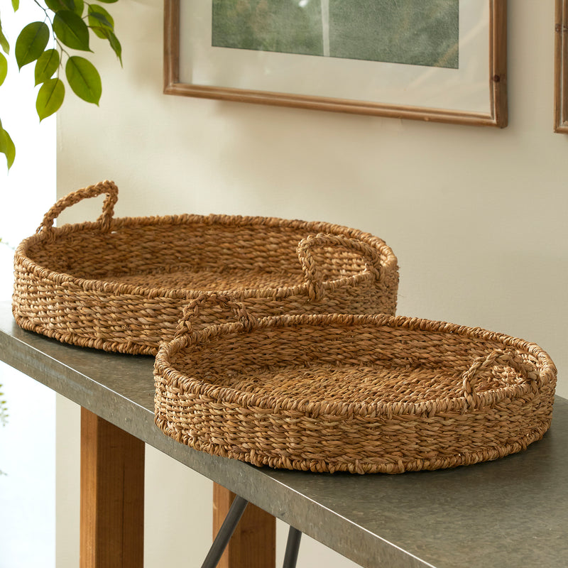 Design Shop Seagrass Round Trays, Set Of 2