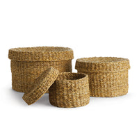 Design Shop Seagrass Round Lidded Baskets, Set Of 3