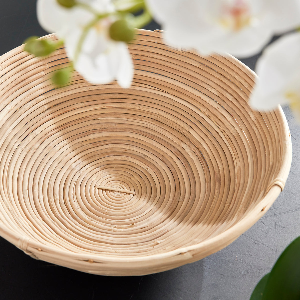Design Shop Cane Rattan Low Bowls, Set Of 2