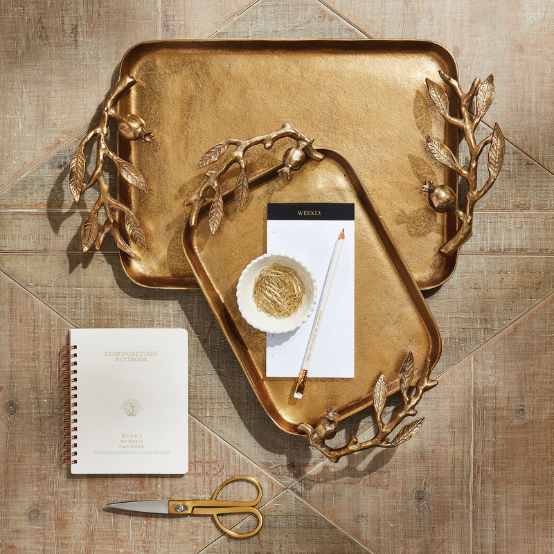 Design Shop Pomegranate Branch Decorative Trays, Set Of 2