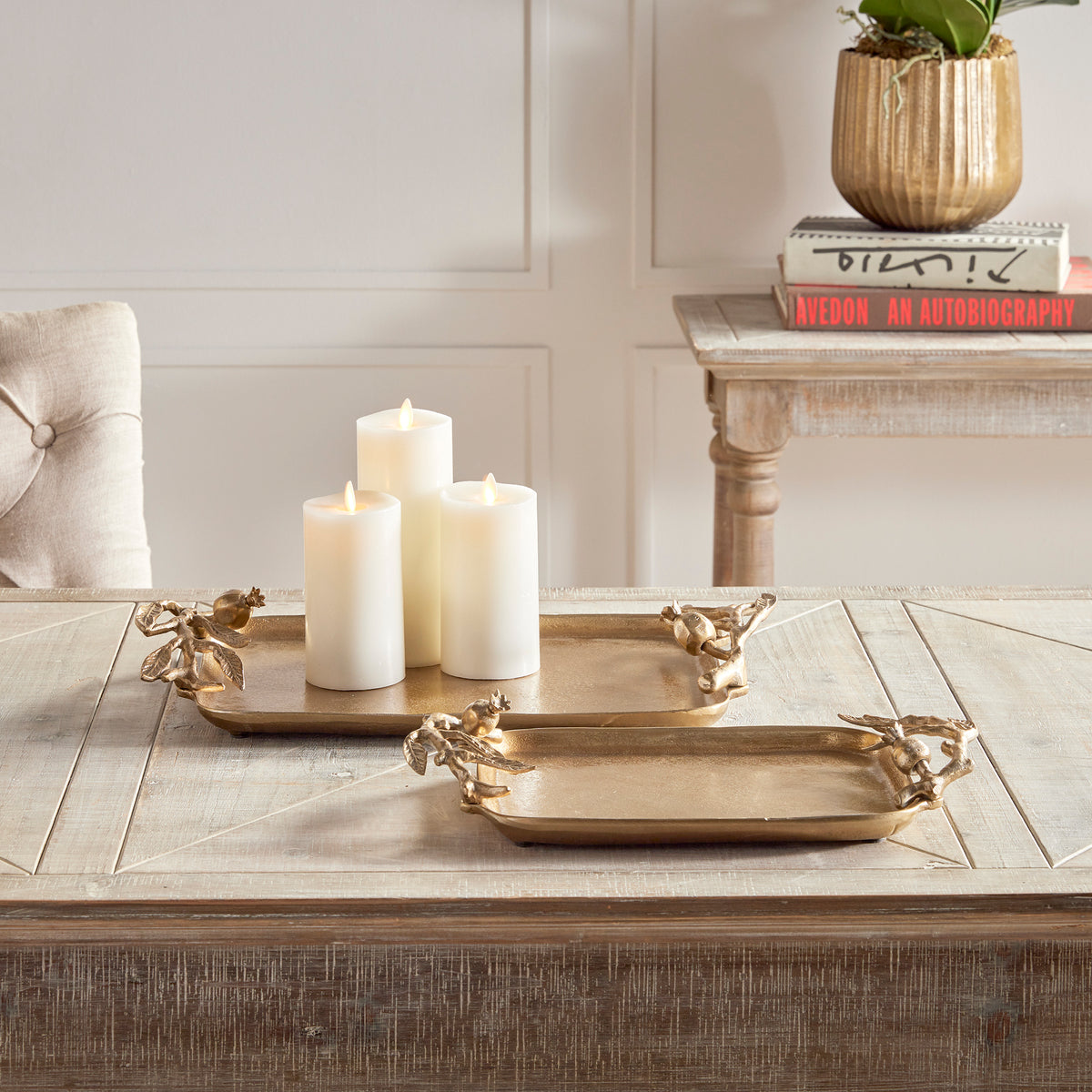 Design Shop Pomegranate Branch Decorative Trays, Set Of 2