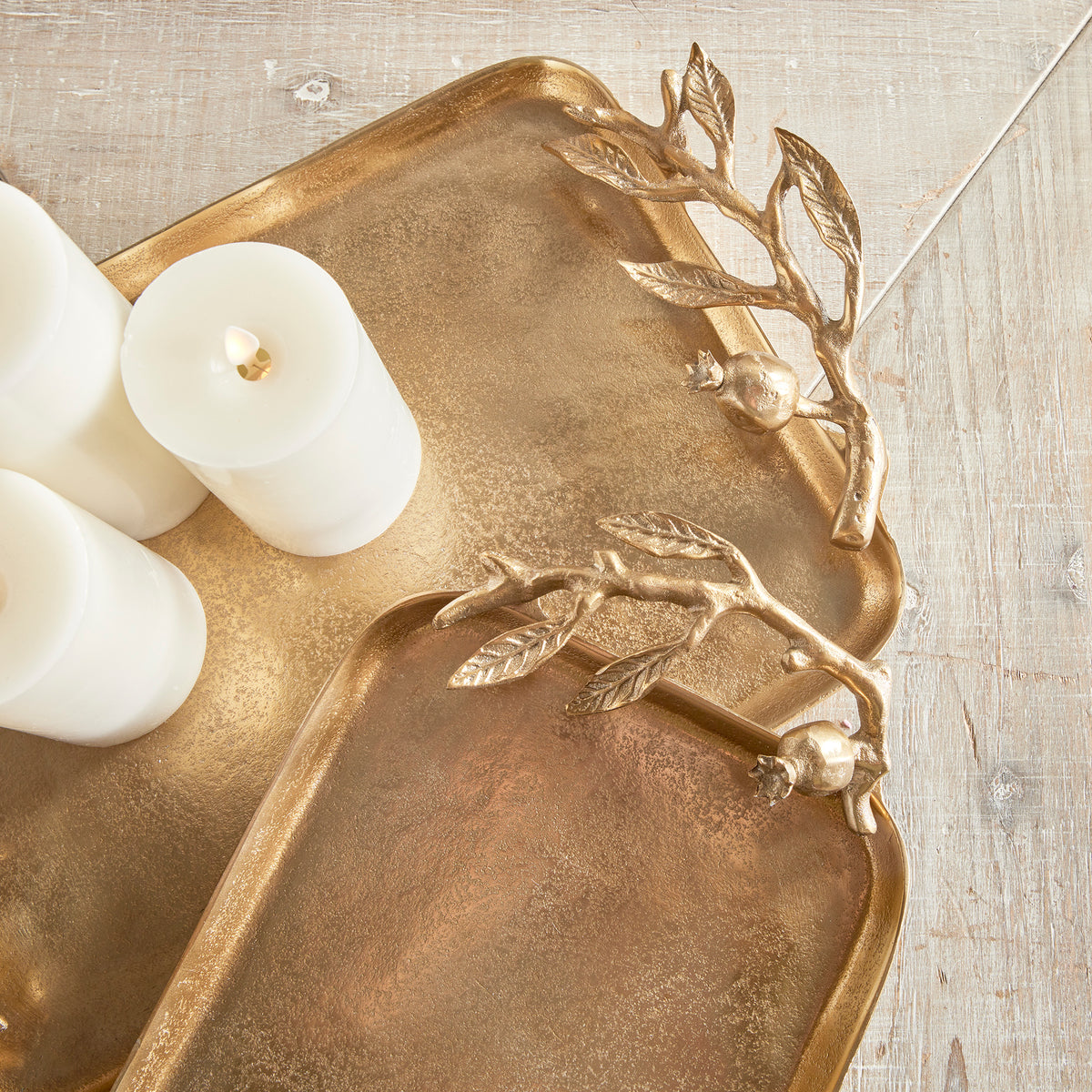 Design Shop Pomegranate Branch Decorative Trays, Set Of 2